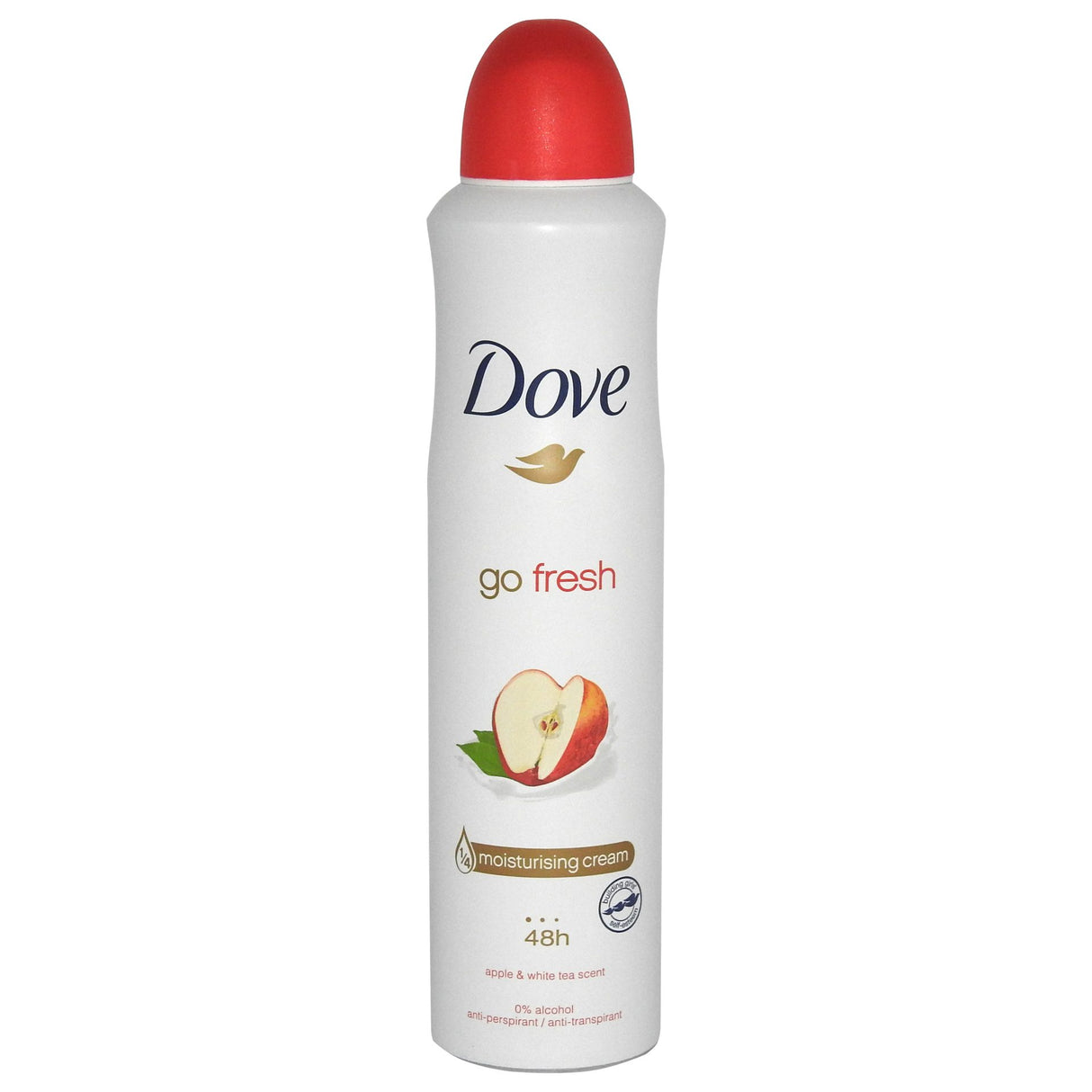 Antiperspirant deodorant Dove Go Fresh Măr și Ceai Alb, spray 250 ml, vedere frontală produs