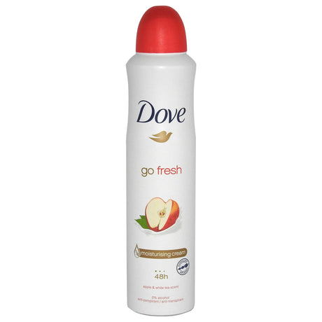 Antiperspirant deodorant Dove Go Fresh Măr și Ceai Alb, spray 250 ml, vedere frontală produs