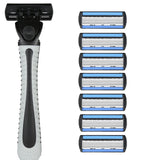 Aparat de Ras Manual, Vivimall, din Otel Inoxidabil, Suport Lama + 7 Capete de Schimb Incluse, Cutie pentru Lame, Negru - vivimall.ro