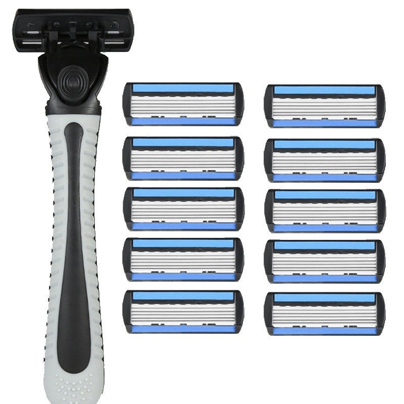 Aparat de Ras Manual, Vivimall, din Otel Inoxidabil, Suport Lama + 10 Capete de Schimb Incluse, Cutie pentru Lame, Negru - vivimall.ro