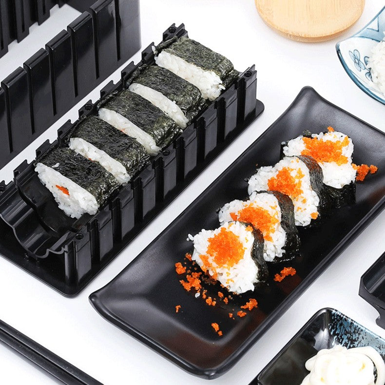 Aparat Pentru Sushi, Set 7 Accesorii Pentru Sushi, Ofera 3 Forme De Design, Rotund, Triunghi, Inimioare, Negru - vivimall.ro