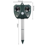 Aparat Solar LED cu Ultrasunete, Vivimall, Repelent pentru Animale Mari si Mici, Lumina Rosie si Alba, Anti Rozatoare, Anti Insecte, 15 x 14 x 24 cm, Verde - vivimall.ro