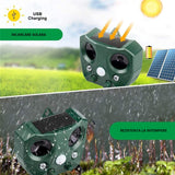 Aparat Solar Led Cu Ultrasunete, Repelent Pentru Animale Mari Si Mici, Lumina Rosie Si Alba, Anti Rozatoare, Anti Insecte, 15 X 14 X 24 Cm, Verde - vivimall.ro