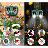 Aparat Solar Led Cu Ultrasunete, Repelent Pentru Animale Mari Si Mici, Lumina Rosie Si Alba, Anti Rozatoare, Anti Insecte, 15 X 14 X 24 Cm, Verde - vivimall.ro