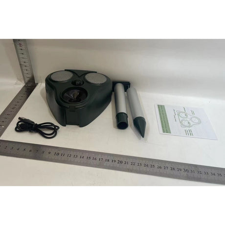 Aparat Solar LED cu Ultrasunete, Vivimall, Repelent pentru Animale Mari si Mici, Lumina Rosie si Alba, Anti Rozatoare, Anti Insecte, Frecventa 13.5KHZ-65 KHZ, Senzor PIR, 13 x 14.7 x 24.5 cm, Verde - vivimall.ro