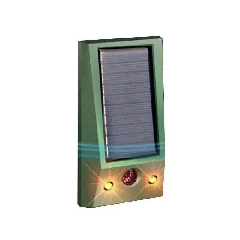 Aparat Solar Led Cu Ultrasunete, Repelent Pentru Animale Mari Si Mici, Lumina Rosie Si Alba, Anti Rozatoare, Anti Insecte, Frecventa 9-36.5Khz, 12 X 6.5 Cm, Verde - vivimall.ro