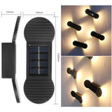 Aplică Solară, LED, ABS, Policabonat, Rezistentă La Apă, IP65, 2 LED-uri SMD, Pentru Perete, Scări, 1.2V, 600mAh, 16 x 5.9 x 3.3 cm, Lumină Alb Cald, Negru - vivimall.ro