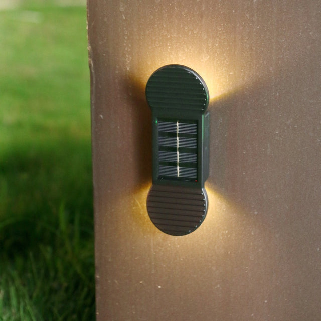 Aplică Solară, LED, ABS, Policabonat, Rezistentă La Apă, IP65, 2 LED-uri SMD, Pentru Perete, Scări, 1.2V, 600mAh, 16 x 5.9 x 3.3 cm, Lumină Alb Cald, Negru - vivimall.ro