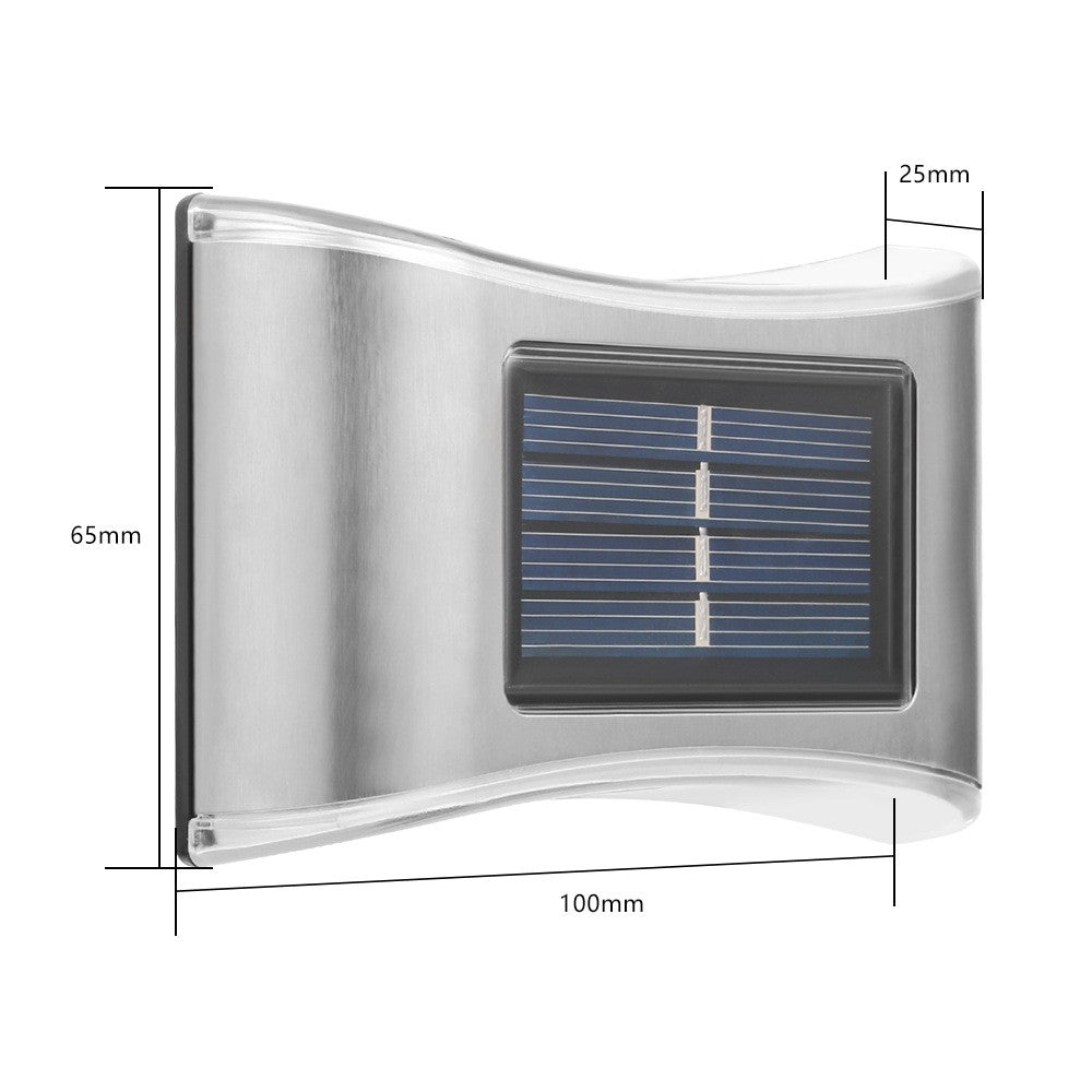 Aplica solara LED Vivimall, ABS/Policarbonat, rezistenta la apa IP65, 6 LED-uri, pentru perete, trepte, borduri, terasa, 1.2V, 600mah, 10 x 6.5 cm, doua moduri de prindere, lumina alb calda, gri - vivimall.ro
