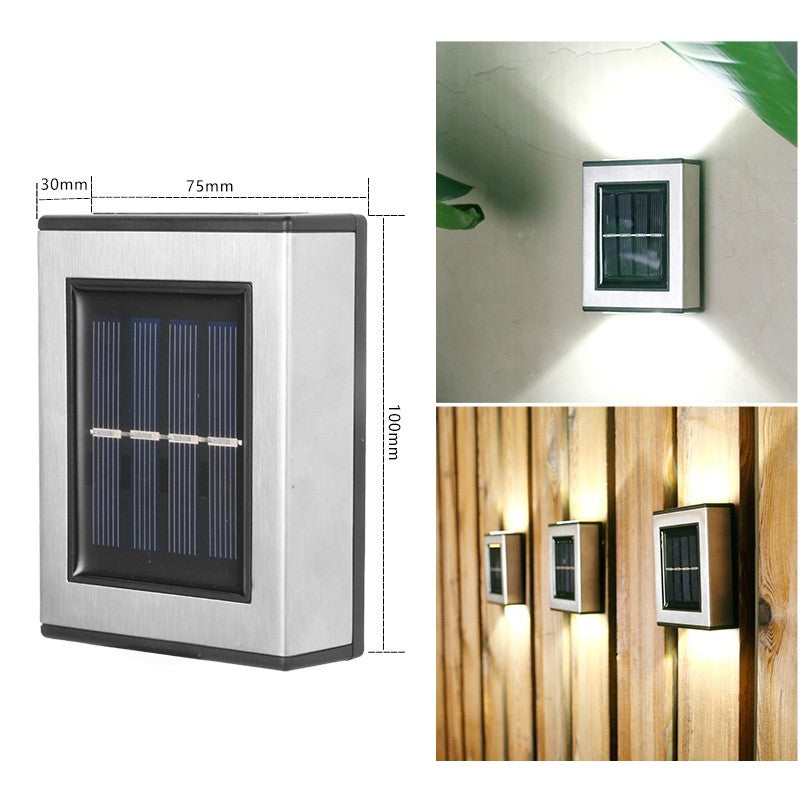 Aplica solara LED Vivimall, ABS/Policarbonat, rezistenta la apa IP65, pentru trepte, borduri, terasa, 1.2V, 600mah, 10 x 7.5 x 3 cm, lumina alb calda, negru - vivimall.ro