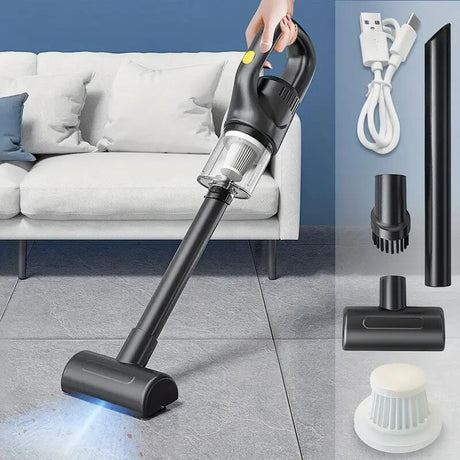 Aspirator Portabil, Fără Fir, Încărcare USB, Pentru Casă și Mașină, Autonomie 45 min, Negru - vivimall.ro
