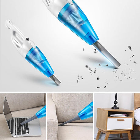 Aspirator Vertical 2in1, Vivimall, Fara Sac, 2 Capete, de Mana, Filtrare Multipla, 95 x 24.5 cm, Albastru - vivimall.ro