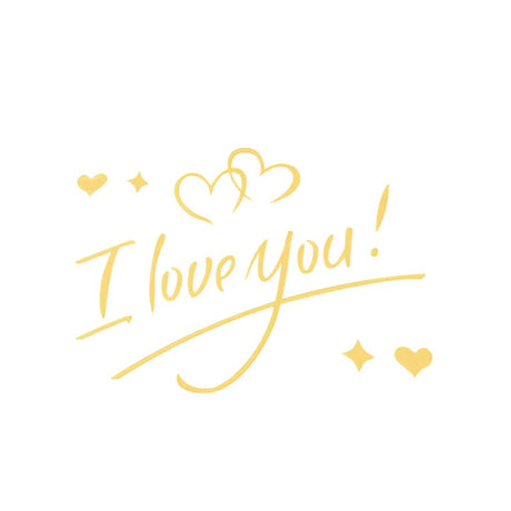 Autocolant I love You, Vivimall, Tematica Iubire, 21x29 cm, Auriu - vivimall.ro