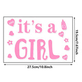 Sticker Autocolant, Vivimall, Tematica Gender Reveal, Model Scris It's a Girl, 19.5x27.5 cm, Roz - vivimall.ro