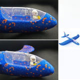 Avion Planor cu Pilot, Vivimall, Din Polistiren, Cu Lumini pe Toata Lungimea, 47 cm, Albastru - vivimall.ro