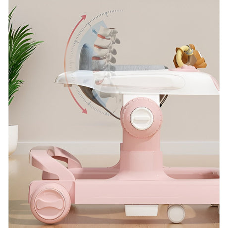 Premergator Multifunctional cu Roti Vivimall, Model Iepuras, Inaltime Ajustabila, Tavita, Muzica, Lumini, 66x59x41 cm, Roz - vivimall.ro