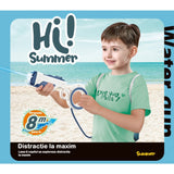 Pistol cu apa pentru copii Vivimall, rezervor tip ghiozdan, 1500 ml, reglabil, material ABS/silicon, distanta improscare 8 metri, tragaci cu presiune, 12.5 x 28 cm, albastru - vivimall.ro