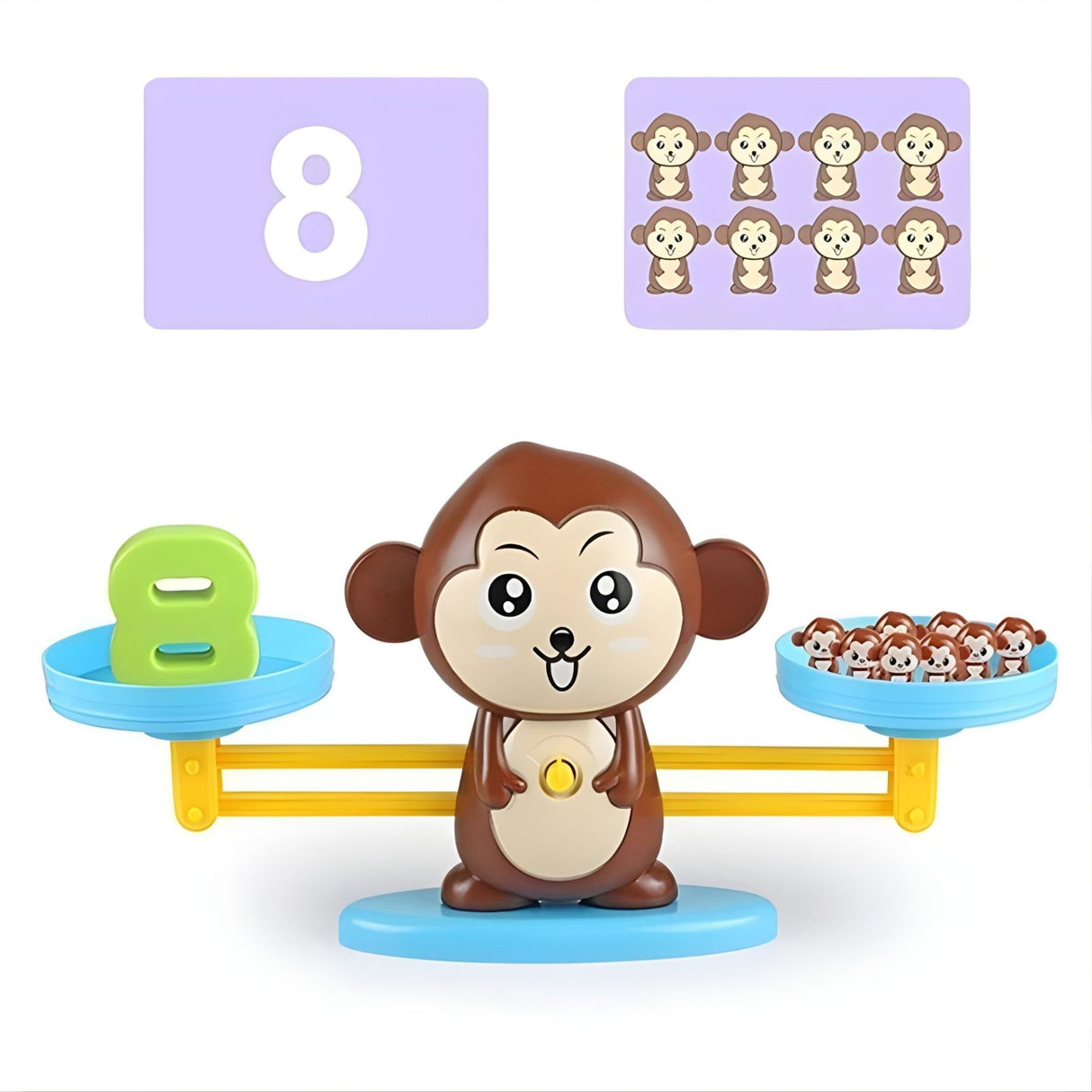 Jucarie Educativa Montessori, Flippy, Joc Interactiv Educational pentru Dezvoltare Logica si Numerare, Model Maimuta Inteligenta, 3 ani+, Maro/Multicolor - vivimall.ro