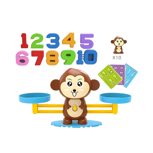Jucarie Educativa Montessori, Flippy, Joc Interactiv Educational pentru Dezvoltare Logica si Numerare, Model Maimuta Inteligenta, 3 ani+, Maro/Multicolor - vivimall.ro