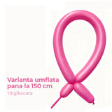 Baloane de Modelaj, Flippy, Set 50 bucati, Model Standard, din Latex, 30 x 1.5 cm, 1.8 g per unitate, pana la 150 cm, Fucsia - vivimall.ro