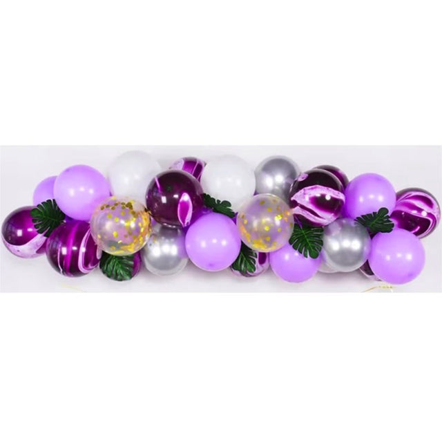 Set 37 Baloane Latex Banner Happy Birthday Mov | Eventique 2 - vivimall.ro