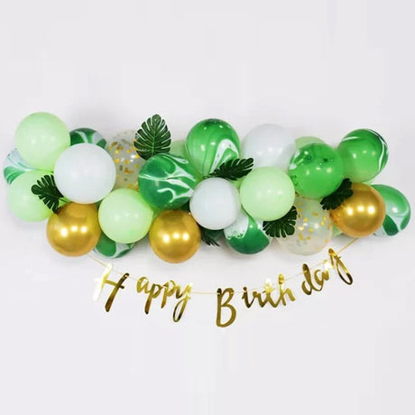 Set 37 Baloane Latex Banner Happy Birthday Verde | Eventique - vivimall.ro