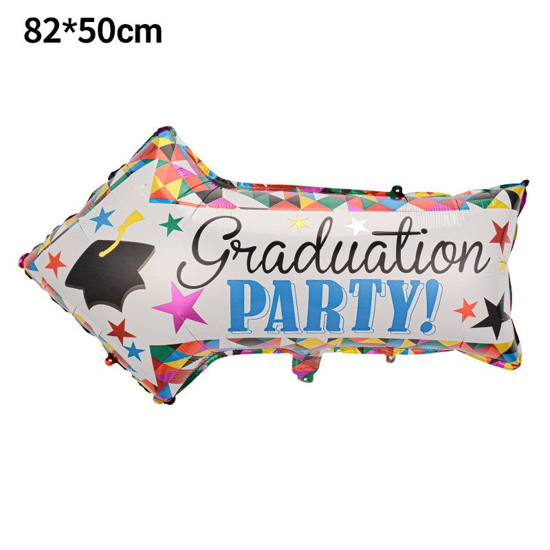 Balon din Folie Metalizata, Vivimall, Figurina Sageata, Tema Absolvire, 82x50 cm, Ambalaj Individual, Pai Inclus, Umflare cu Aer sau Heliu, Multicolor - vivimall.ro