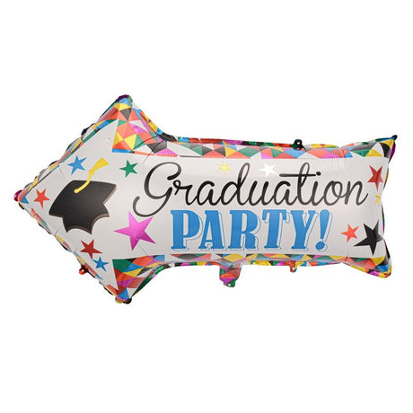 Balon din Folie Metalizata, Vivimall, Figurina Sageata, Tema Absolvire, 82x50 cm, Ambalaj Individual, Pai Inclus, Umflare cu Aer sau Heliu, Multicolor - vivimall.ro