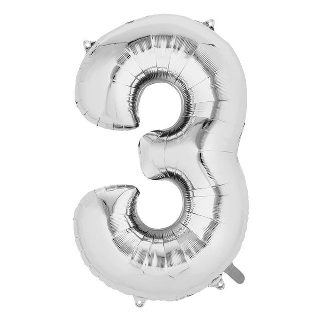Balon din Folie Vivimall, Cifra 3, 81 cm, Pentru Aer sau Heliu, Bulk, Argintiu - vivimall.ro