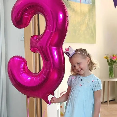 Balon din Folie Vivimall, Cifra 3, 81 cm, Pentru Aer sau Heliu, Mov - vivimall.ro