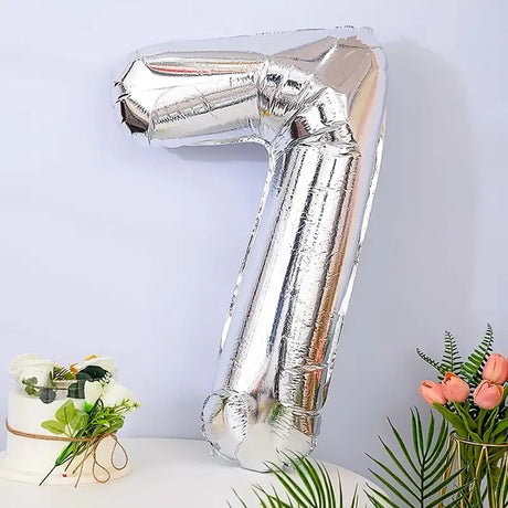 Balon din Folie Vivimall, Cifra 7, 81 cm, Pentru Aer sau Heliu, Bulk, Argintiu - vivimall.ro