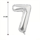 Balon din Folie Flippy, Cifra 7, 81 cm, Pentru Aer sau Heliu, Bulk, Argintiu - vivimall.ro