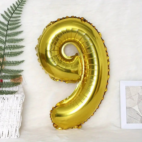 Balon din Folie Vivimall, Cifra 9, 81 cm, Pentru Aer sau Heliu, Bulk, Auriu - vivimall.ro