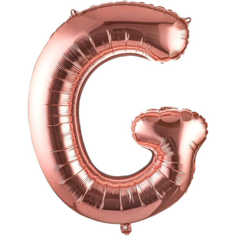 Balon Folie Metalizata Litera G, Vivimall, 100 cm, Umflati cu Heliu sau Aer, Ambalaj Individual, Pai inclus, Rose Gold - vivimall.ro