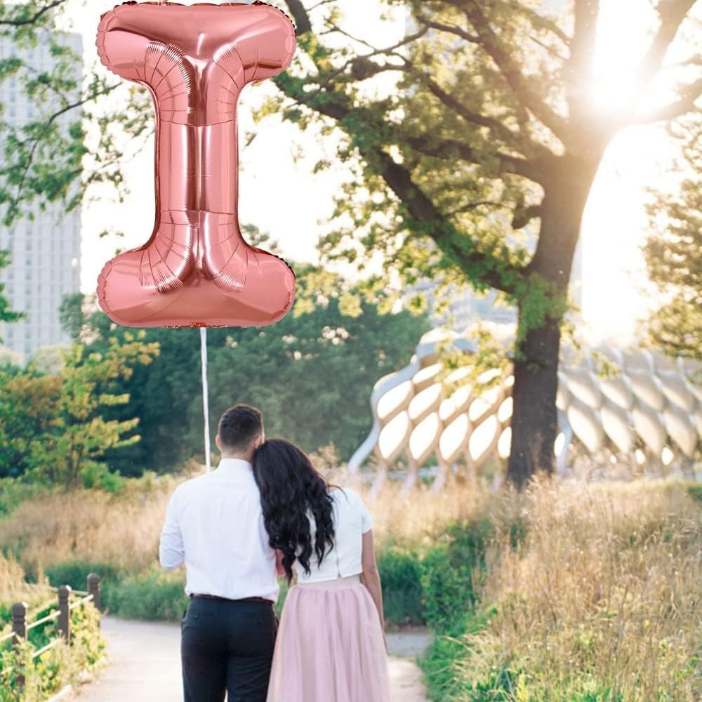 Balon Folie Metalizata Litera I, 100 Cm, Umflati Cu Heliu Sau Aer, Ambalaj Individual, Pai Inclus, Rose Gold - vivimall.ro