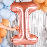 Balon Folie Metalizata Litera I, Vivimall, 100 cm, Umflati cu Heliu sau Aer, Ambalaj Individual, Pai inclus, Rose Gold - vivimall.ro