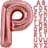 Balon Folie Metalizata Litera P, Vivimall, 100 cm, Umflati cu Heliu sau Aer, Ambalaj Individual, Pai inclus, Rose Gold - vivimall.ro