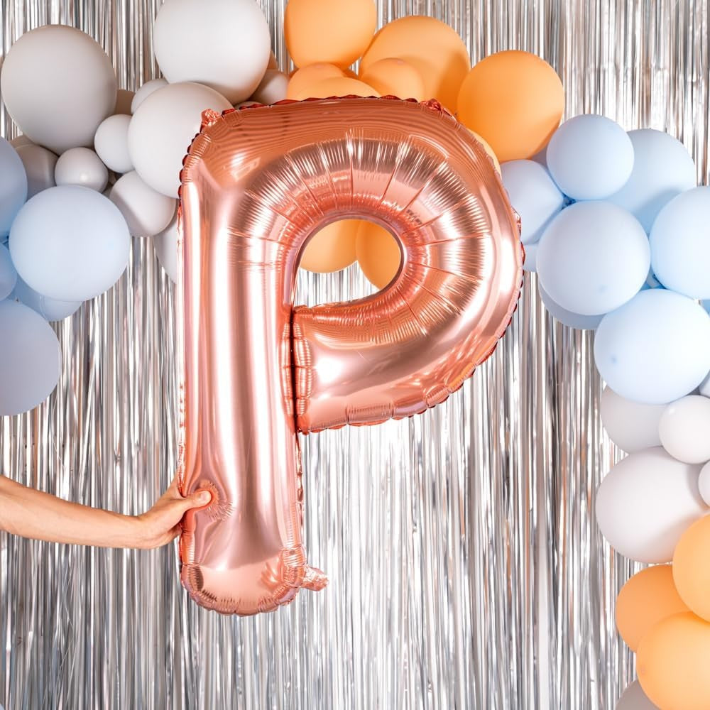 Balon Folie Metalizata Litera P, 100 Cm, Umflati Cu Heliu Sau Aer, Ambalaj Individual, Pai Inclus, Rose Gold - vivimall.ro