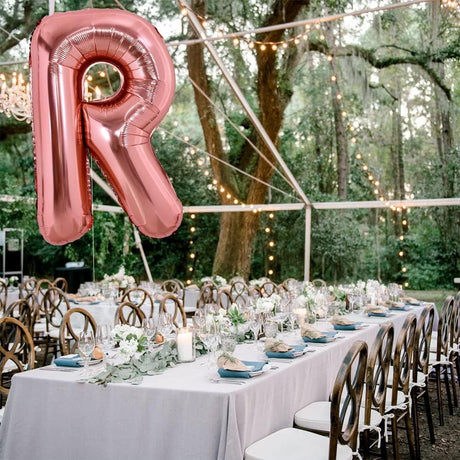 Balon Folie Metalizata Litera R, Vivimall, 100 cm, Umflati cu Heliu sau Aer, Ambalaj Individual, Pai inclus, Rose Gold - vivimall.ro