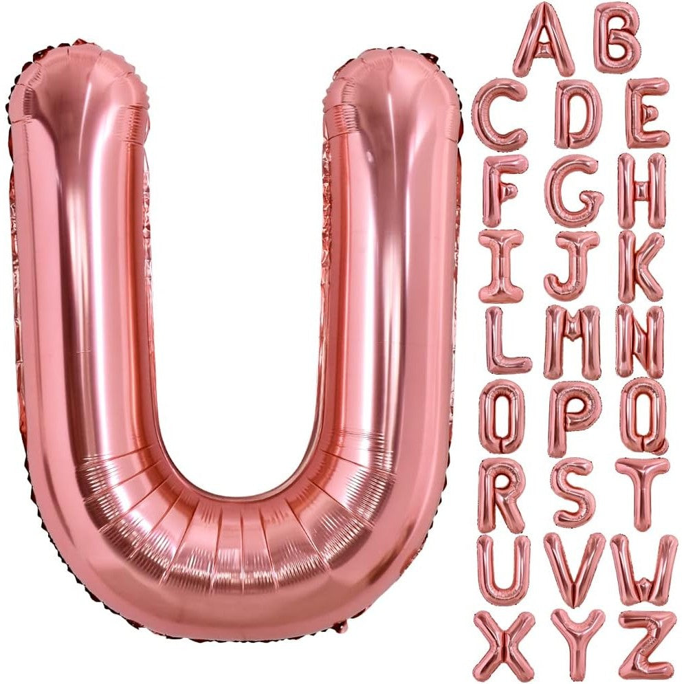 Balon Folie Metalizata Litera U, 100 Cm, Umflati Cu Heliu Sau Aer, Ambalaj Individual, Pai Inclus, Rose Gold - vivimall.ro