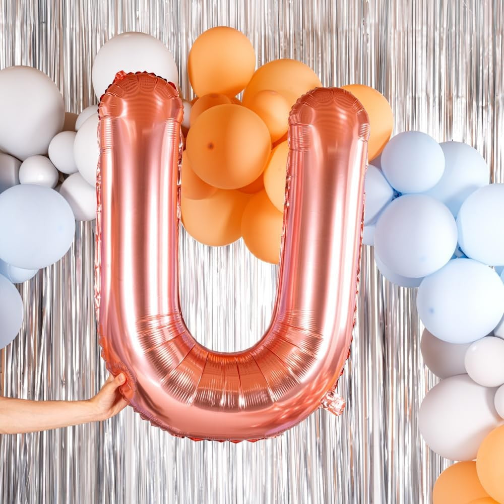 Balon Folie Metalizata Litera U, 100 Cm, Umflati Cu Heliu Sau Aer, Ambalaj Individual, Pai Inclus, Rose Gold - vivimall.ro