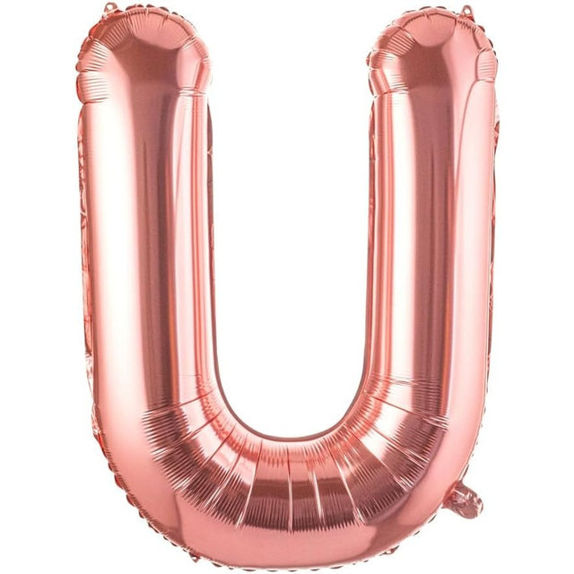 Balon Folie Metalizata Litera U, 100 Cm, Umflati Cu Heliu Sau Aer, Ambalaj Individual, Pai Inclus, Rose Gold - vivimall.ro