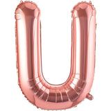 Balon Folie Metalizata Litera U, Vivimall, 100 cm, Umflati cu Heliu sau Aer, Ambalaj Individual, Pai inclus, Rose Gold - vivimall.ro
