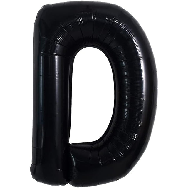 Balon din folie metalizata, 40 cm, Balon Folie Metalizata Litera D, Vivimall, 40 cm, Umflati cu Heliu sau Aer, Ambalaj Individual, Pai inclus, Negru, Litera D - vivimall.ro