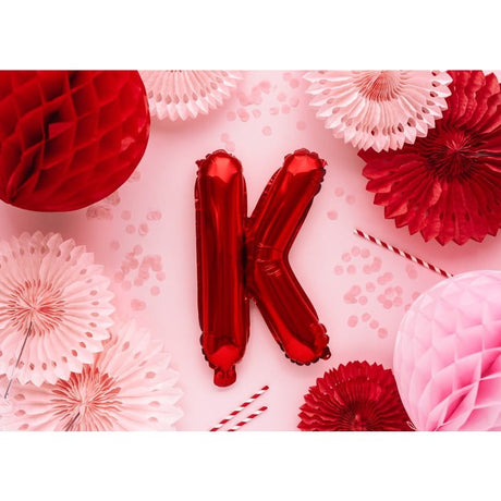 Balon Folie Metalizata Litera K, Vivimall, 40 cm, Umflati cu Heliu sau Aer, Ambalaj Individual, Pai inclus, Rosu - vivimall.ro