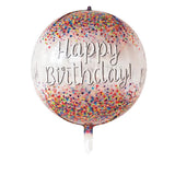 Balon din Folie Metalizata, Vivimall, Figurina Rotunda 4D, Model Happy Birthday, Tema Aniversare, 24 x 63 cm, Ambalaj Individual, Pai inclus, Umflare cu Aer sau Heliu, Maro - vivimall.ro