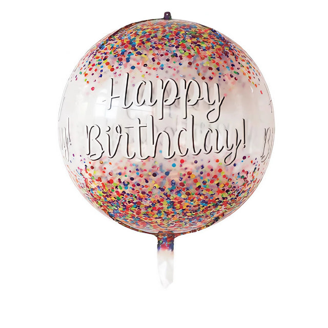 Balon din Folie Metalizata, Vivimall, Figurina Rotunda 4D, Model Happy Birthday, Tema Aniversare, 24 x 63 cm, Ambalaj Individual, Pai inclus, Umflare cu Aer sau Heliu, Maro - vivimall.ro