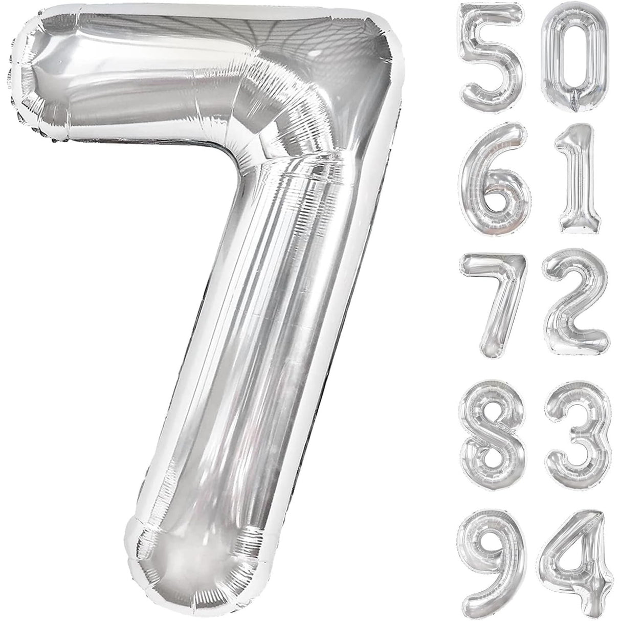 Balon Din Folie Metalizata, Figurina Cifra, Tema Aniversare 100 Cm, Ambalaj Individual, Pai Inclus, Umflare Cu Aer Sau Heliu, Cifra 7 - vivimall.ro