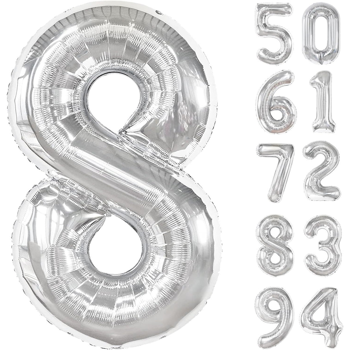 Balon Din Folie Metalizata, Figurina Cifra, Tema Aniversare 100 Cm, Ambalaj Individual, Pai Inclus, Umflare Cu Aer Sau Heliu, Cifra 8 - vivimall.ro