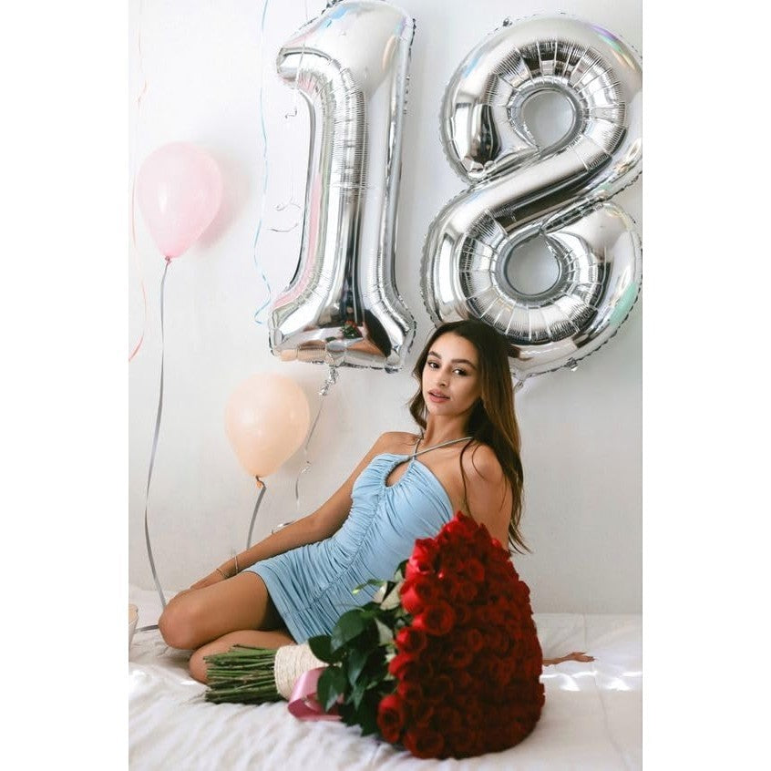 Balon Din Folie Metalizata, Figurina Cifra, Tema Aniversare 100 Cm, Ambalaj Individual, Pai Inclus, Umflare Cu Aer Sau Heliu, Cifra 8 - vivimall.ro